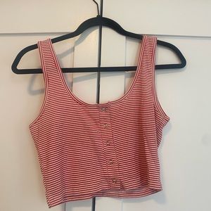 Striped button up crop top